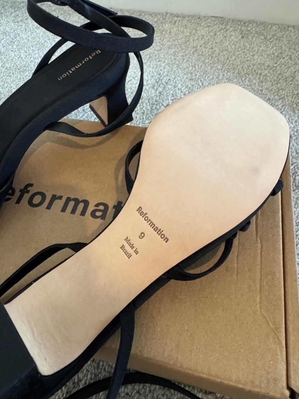 Reformation Black Square-Toe Strappy Sandals - Picture 5 of 7